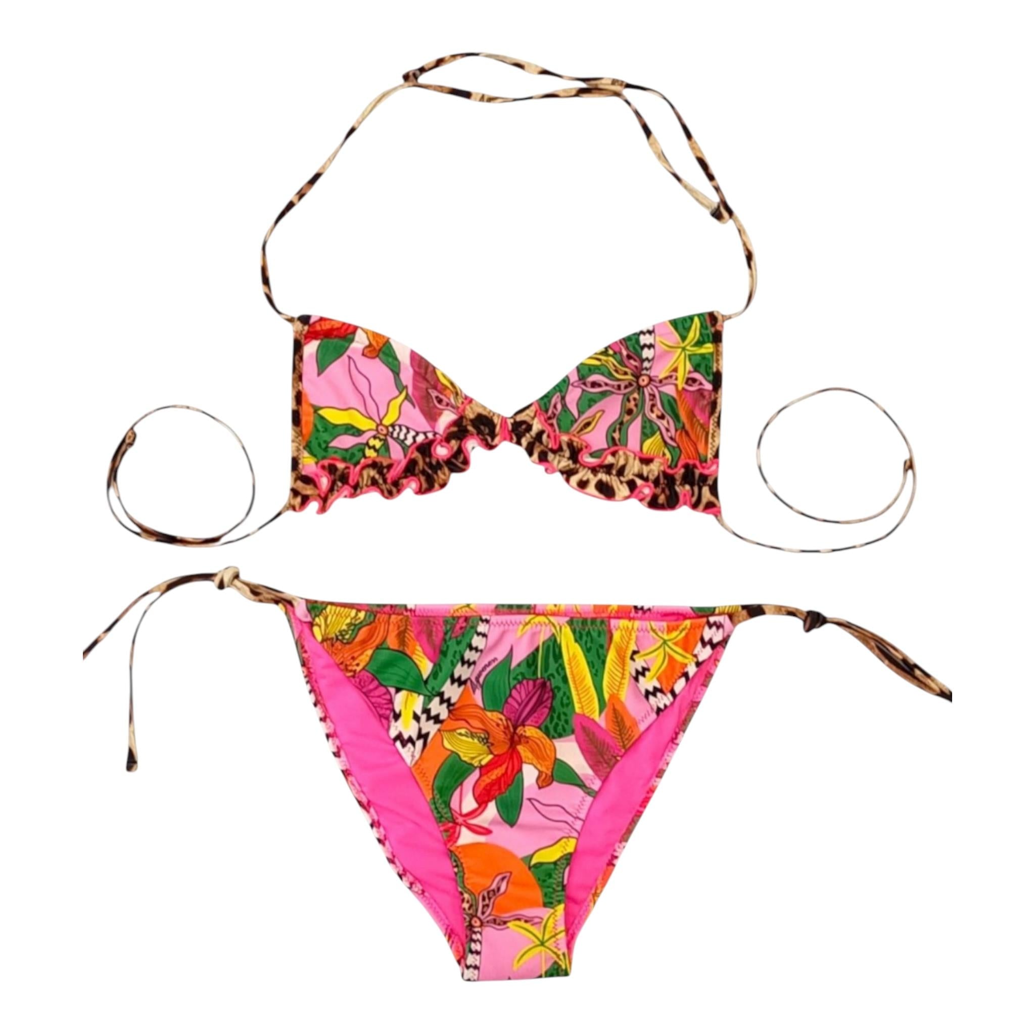 4Giveness Costume 2 Pezzi Tinta Unita con Fantasia Triangolo-Slip per Bambina 125GBWBK5257 ROSA 4GIVENESS 