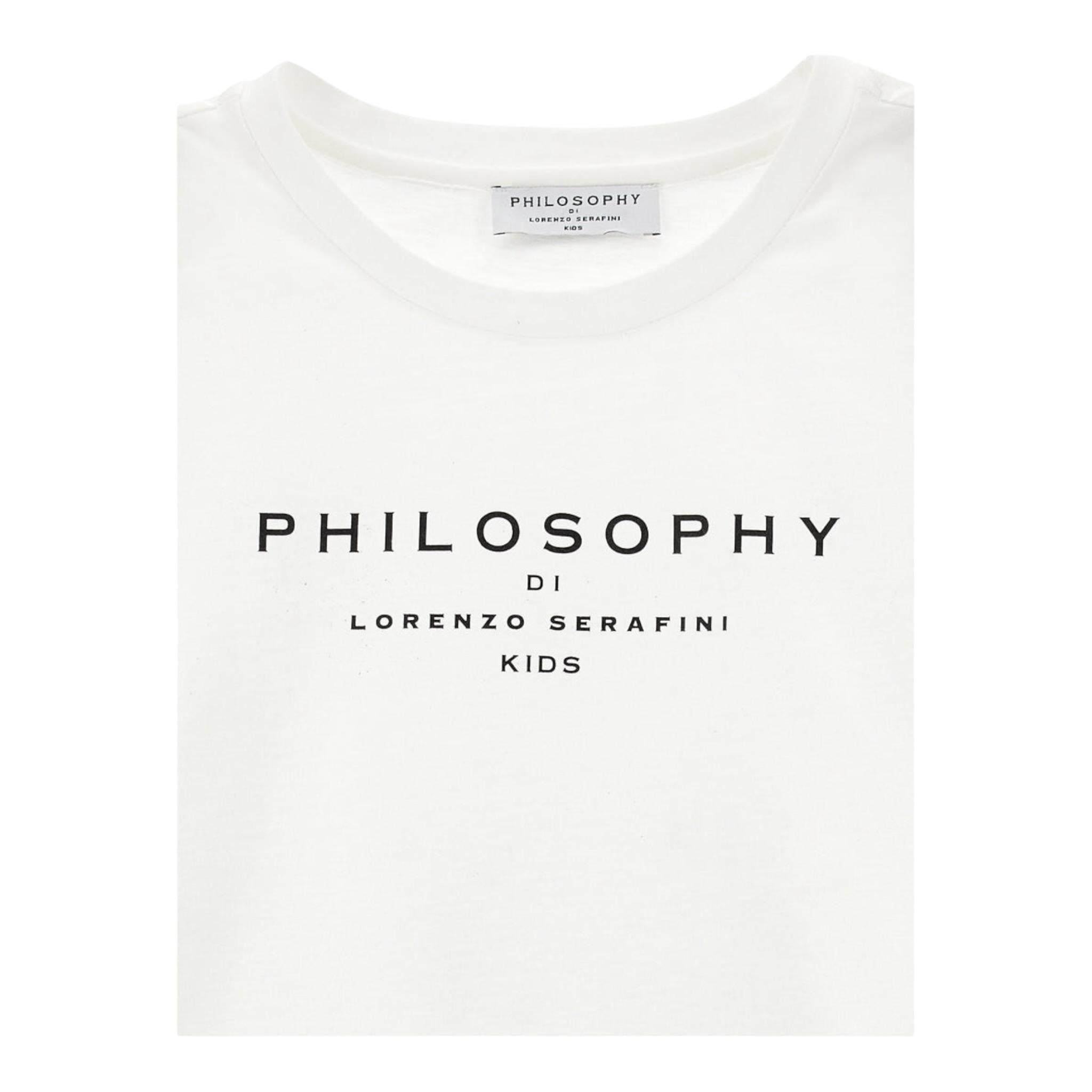 Philosophy T-Shirt Girocollo Tinta Unita con Stampa per Bambina I1E605XXX BIANCO PHILOSOPHY 