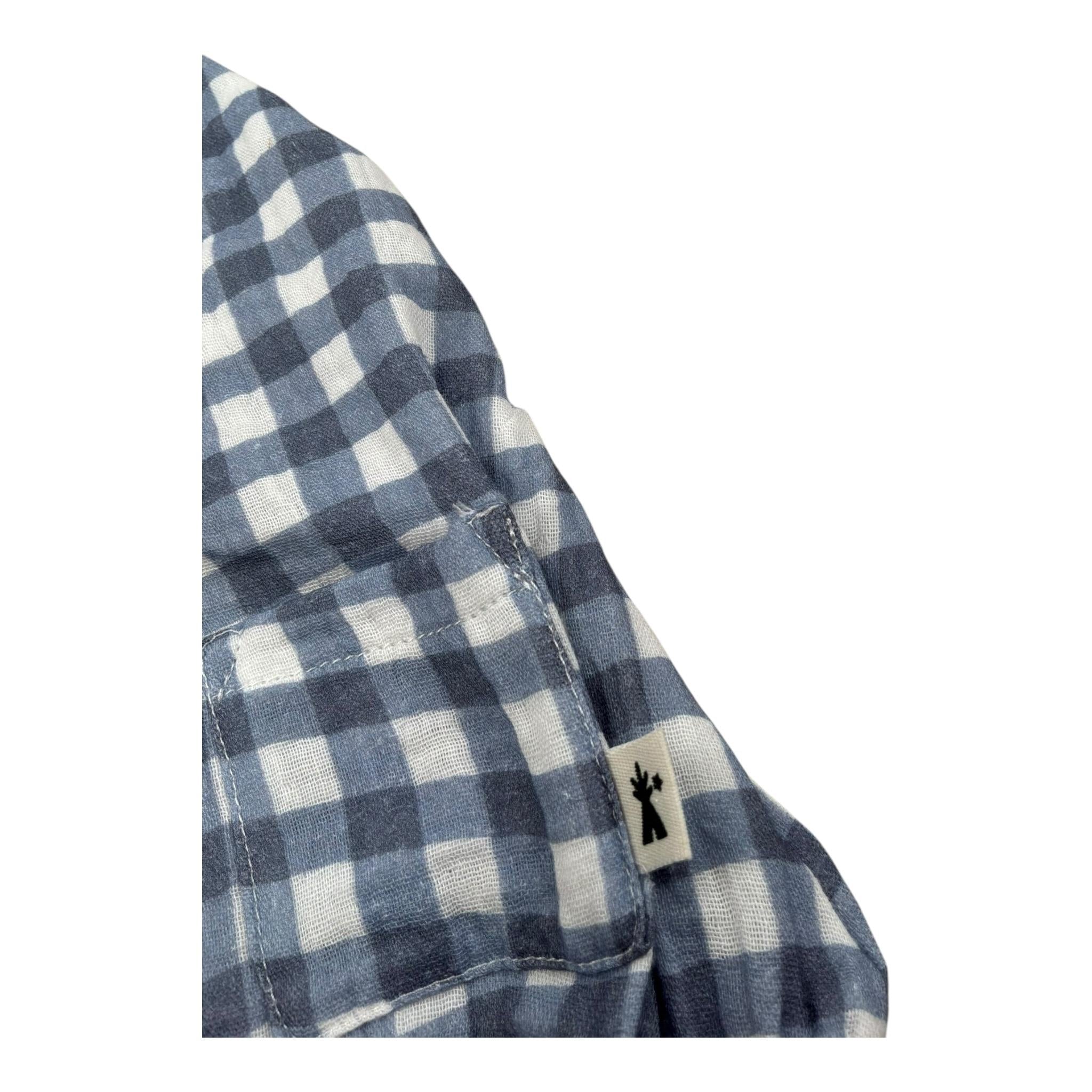 Petit Indi Salopette Bicolore con Fantasia A Quadri per Neonata SS25B1433 BIANCO/BLU PETIT INDI 