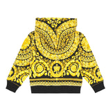Versace Einfarbiger Hoodie mit Reißverschluss und Muster Schwarz für Jungen