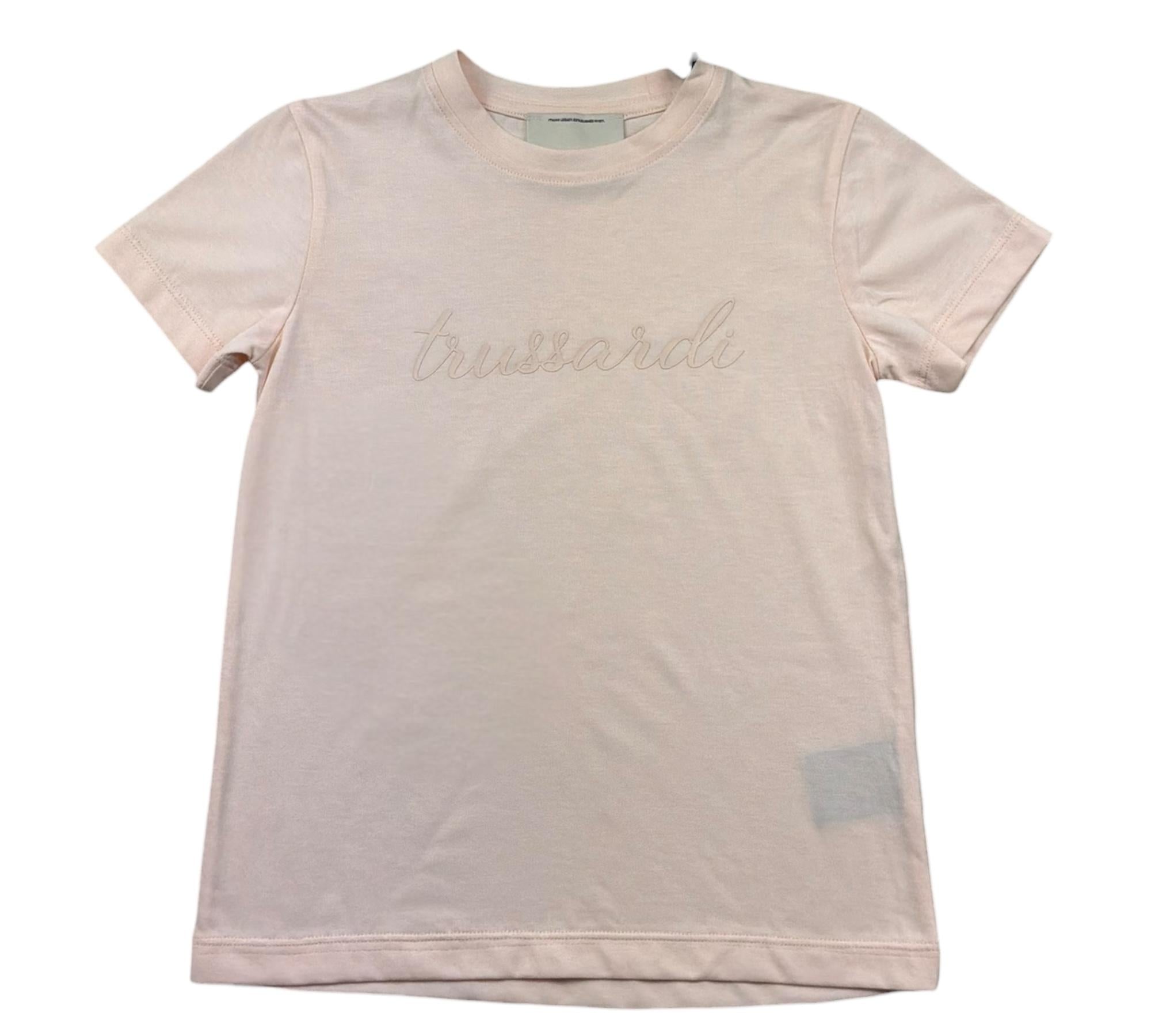 Trussardi T-Shirt Girocollo Tinta Unita con Logo per Bambina TGP26001TS ROSA TRUSSARDI 