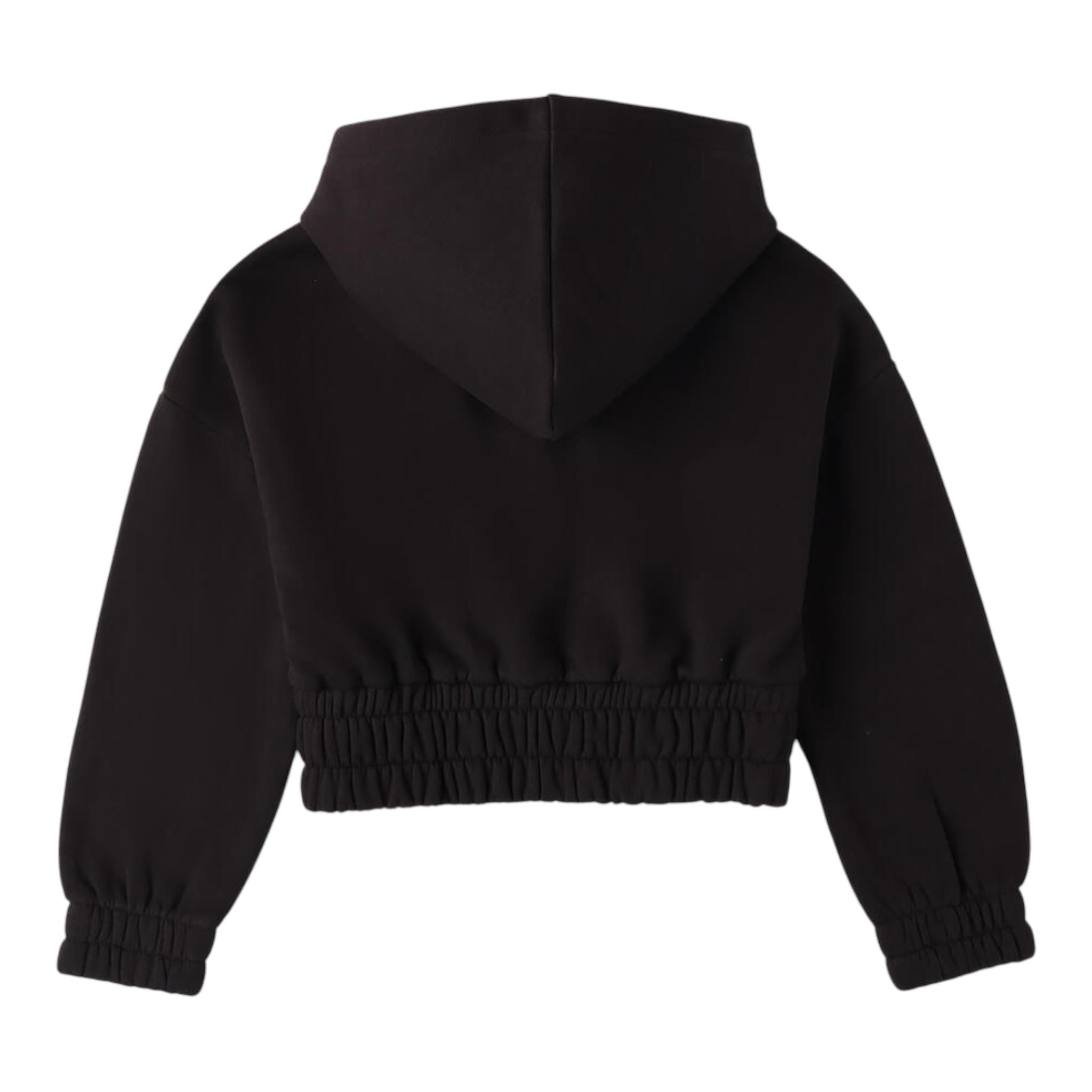 SARABANDA felpa modello crop con zip e cappuccio tinta unita Nero per Bambina 0A752 NERO SARABANDA 
