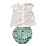 Babidu 2-teiliges Set Shirt-Hose Weiß/Grün für Baby Mädchen