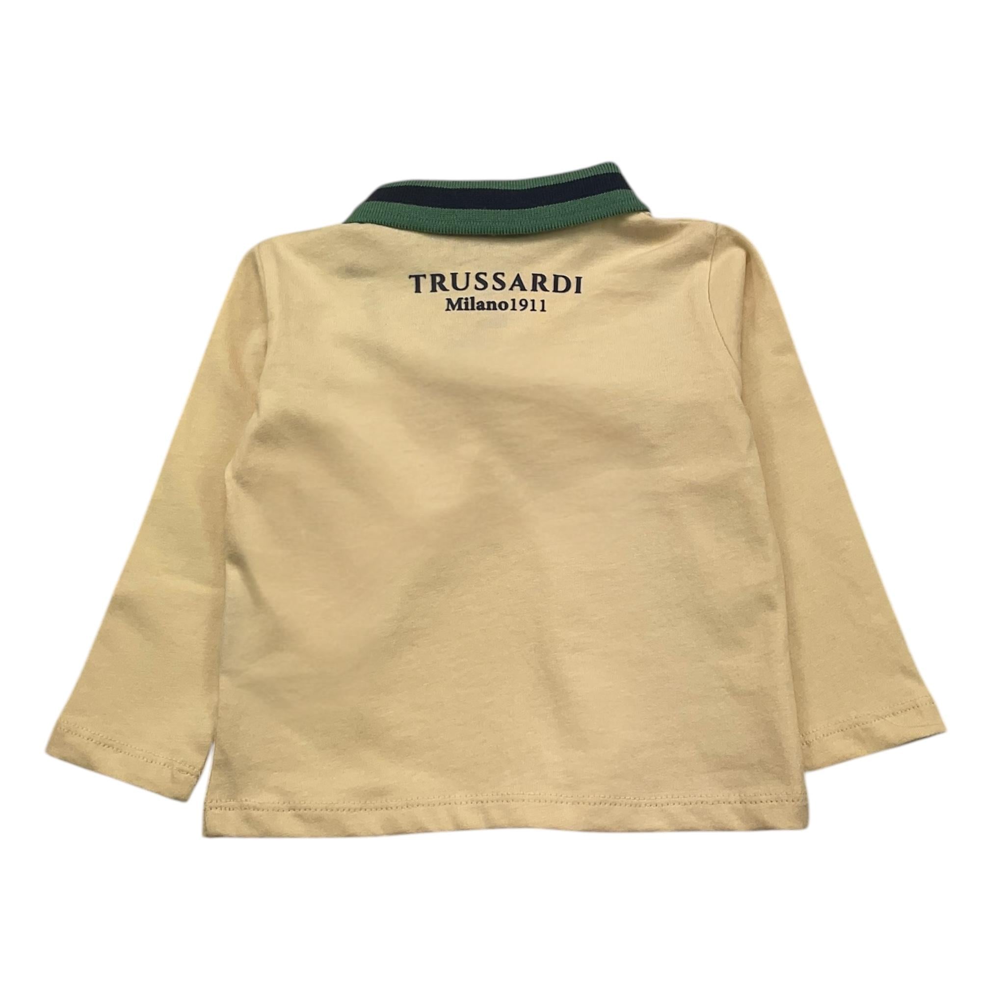 TRUSSARDI polo manica lunga tinta unita con colletto in contrasto Panna per Neonato TIA25130PO PANNA TRUSSARDI 
