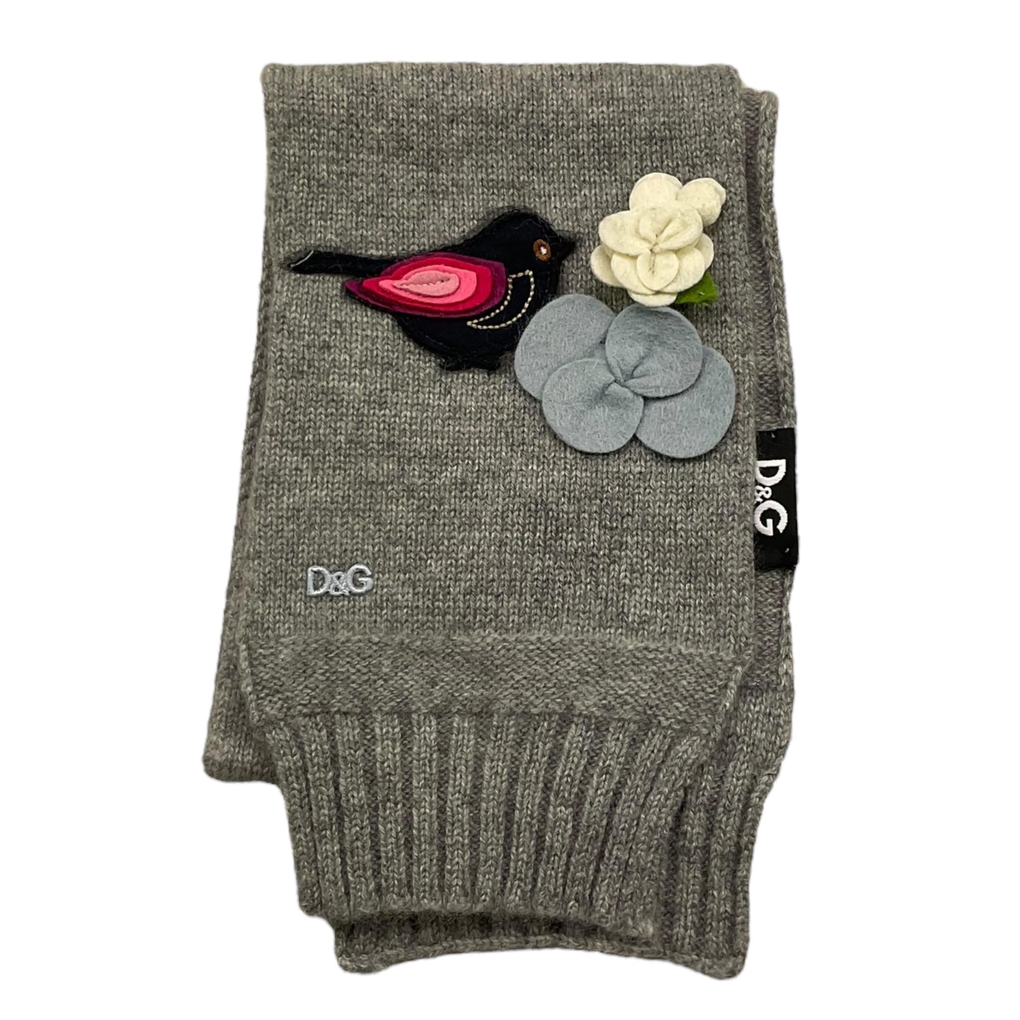 DOLCE & GABBANA sciarpa tinta unita con ricami Grigio per Neonata LNBA45 GRIGIO DOLCE & GABBANA 