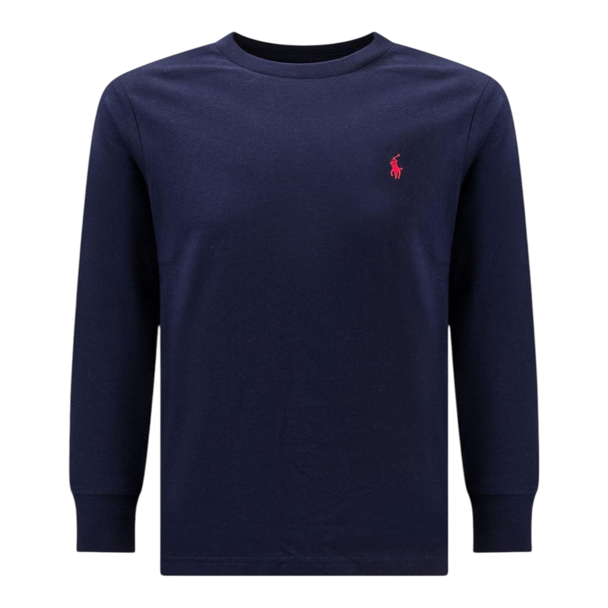 RALPH LAUREN shirt girocollo tinta unita con polsini Blu per Bambino 322843804002 BLU RALPH LAUREN 