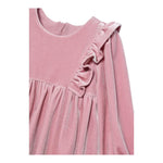 ABEL & LULA abito tinta unita in velluto con balze Rosa per Neonata 5504 ROSA ABEL & LULA 