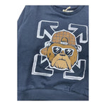 EMC felpa chiusa girocollo tinta unita con stapa in contrasto Blu per Bambino CE2098 BLU EMC 