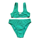Mefui Costume 2 Pezzi Slip-Fascia Tinta Unita per Bambina MJ250410GN VERDE MEFUI 