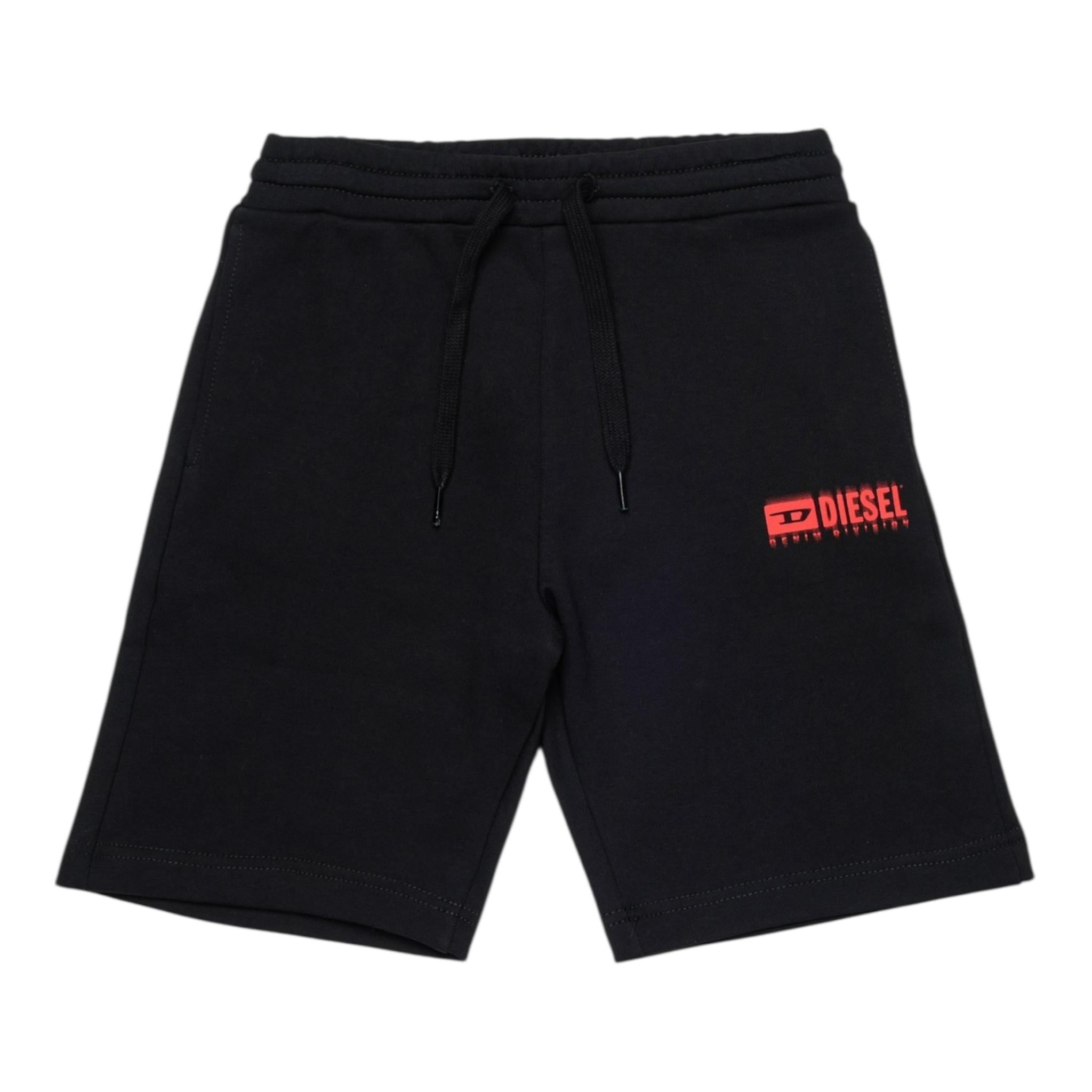 Diesel Bermuda Tinta Unita In Felpa per Bambino J02236 NERO DIESEL 