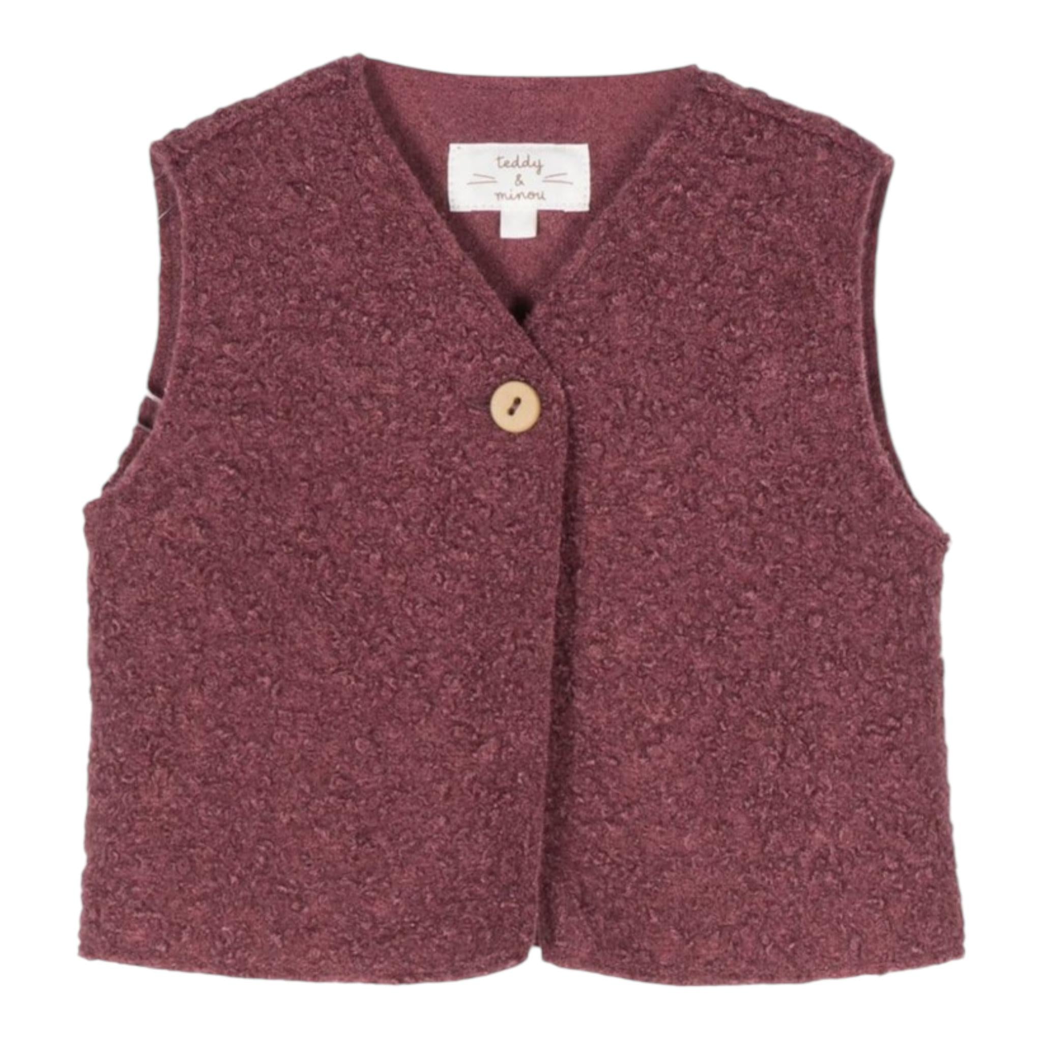 TEDDY E MINOU gilet tinta unita teddy Bordeaux per Neonata I24GD012PE027 BORDEAUX TEDDY E MINOU 