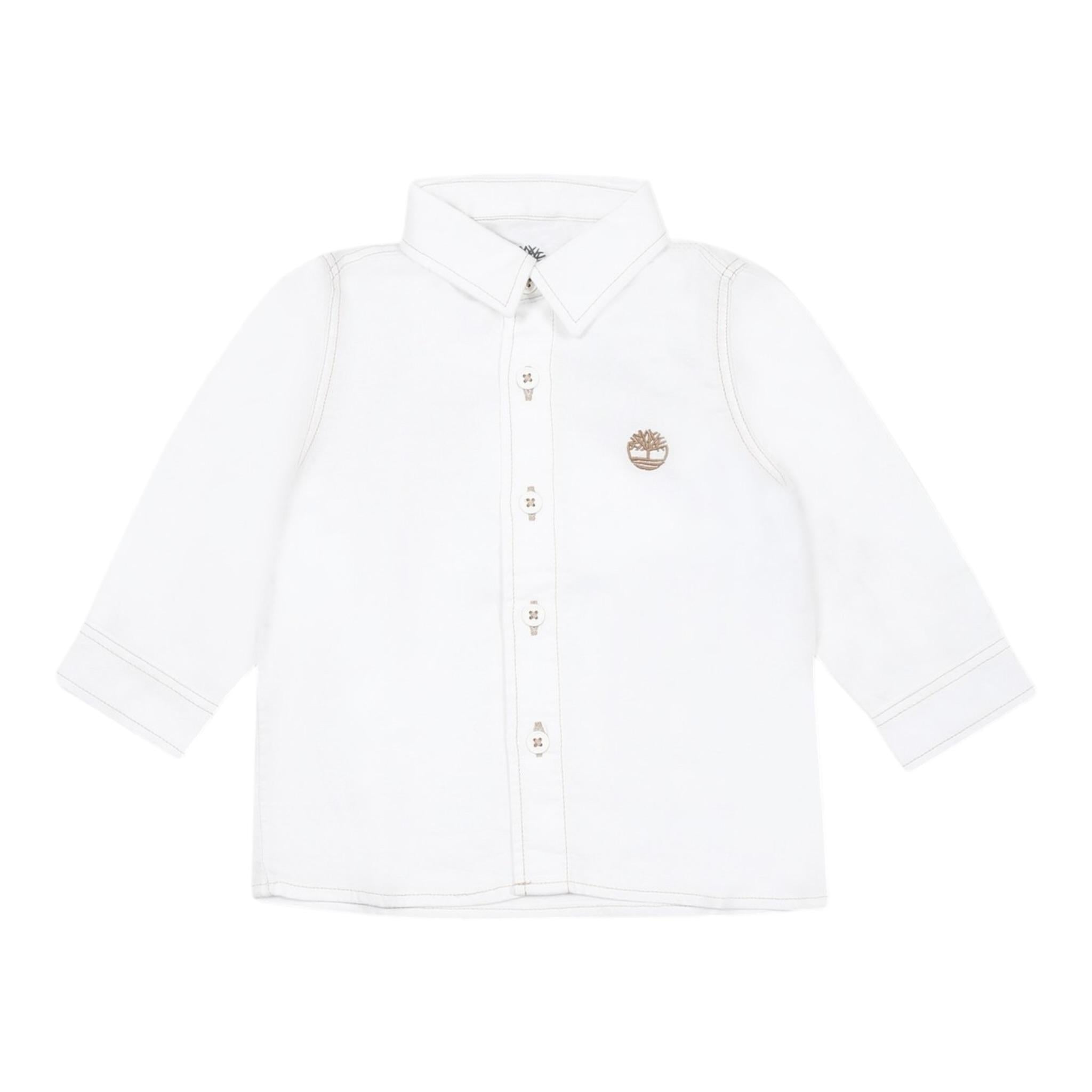 Timberland Camicia Manica Lunga Tinta Unita con Logo per Bambino T60488J BIANCO TIMBERLAND 