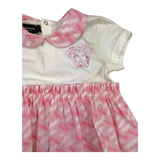 Versace Set Zweifarbiges Kleid-Coulotte Weiß/Rosa Für Baby Mädchen
