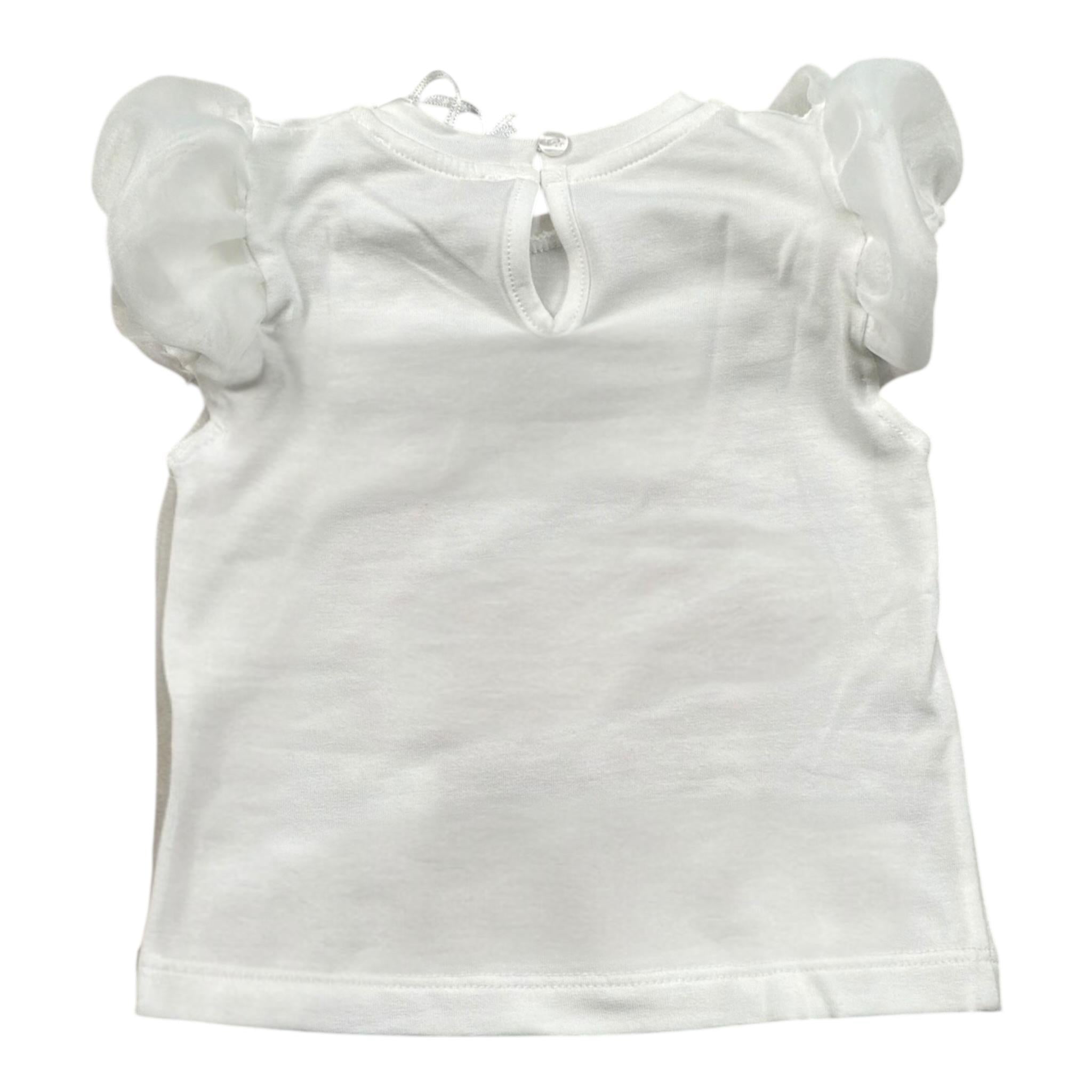 Miss Grant T-Shirt Girocollo Tinta Unita con Stampa In Contrasto per Neonata MG1336XX BIANCO MISS GRANT 