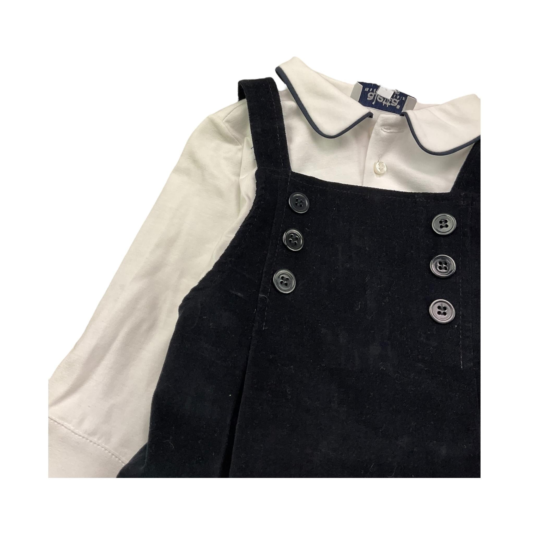ALETTA completo 3 pezzi camicia-salopette-papillon Blu per Neonato MA220358 BLU ALETTA 