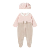 MAYORAL set tutina manica lunga tinta unita in ciniglia con cappello Rosa per Neonata 27822 ROSA MAYORAL 