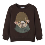 NAME.IT felpa chiusa girocollo tinta unita con stampa in contrasto Marrone per Bambino 13236357 MARRONE NAME.IT 