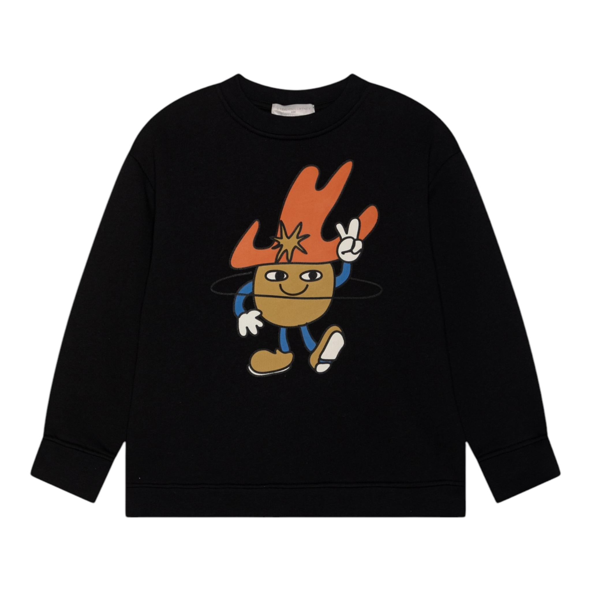 STELLA McCARTNEY felpa chiusa girocollo tinta unita cn stampa in contrasto Nero per Neonato TV4Q40 NERO STELLA McCARTNEY 