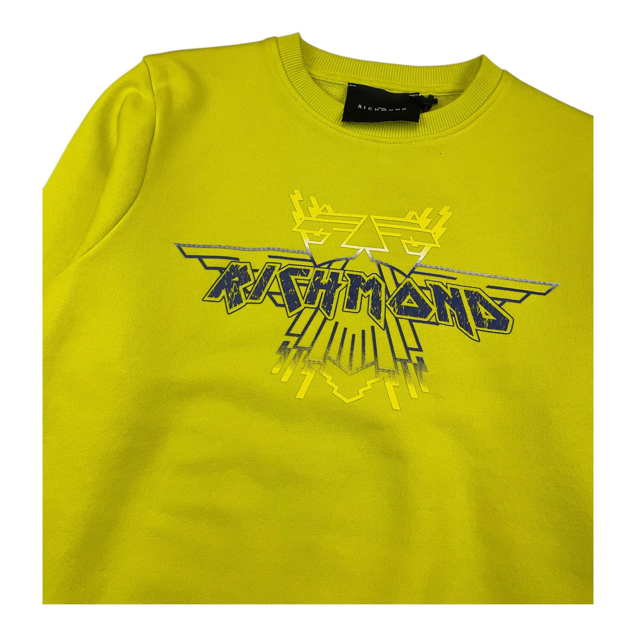 JOHN RICHMOND felpa chiusa girocollo tinta unita con stampa Verde acido per Bambino RBA25185FE VERDE ACIDO JOHN RICHMOND 