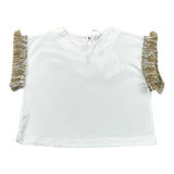 Magil T-Shirt Tinta Unita con Frange per Neonata FN26165 BIANCO MAGIL 