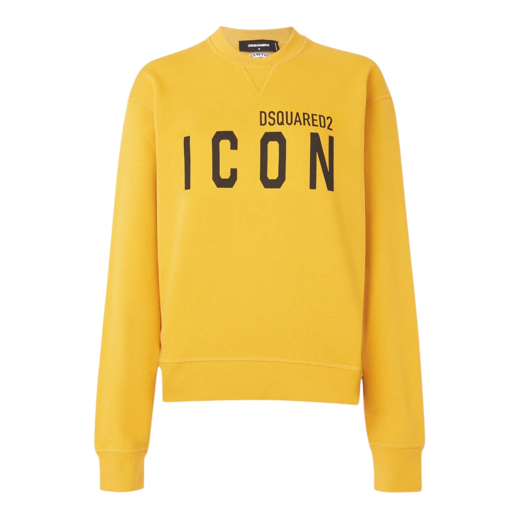 Dsquared2 Felpa Chiusa Girocollo Tinta Unita con Logo per Bambino DQ2667 SENAPE DSQUARED2 