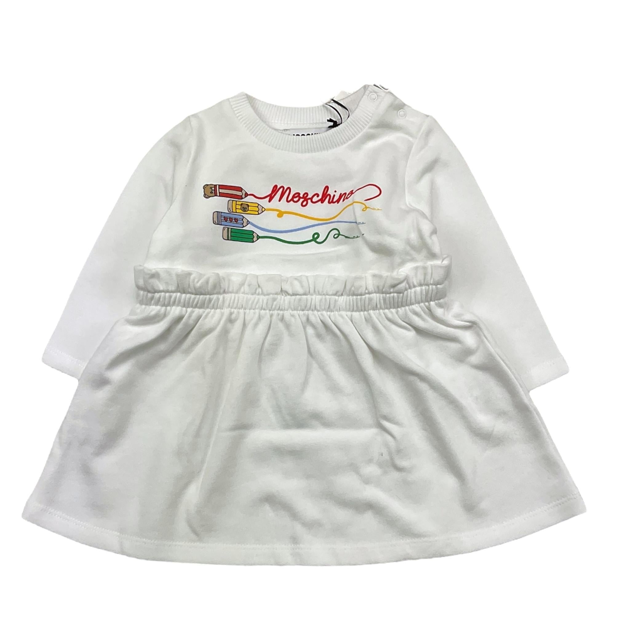 MOSCHINO abito girocollo tinta unita con stampa Bianco per Neonata MDV0CY BIANCO MOSCHINO 