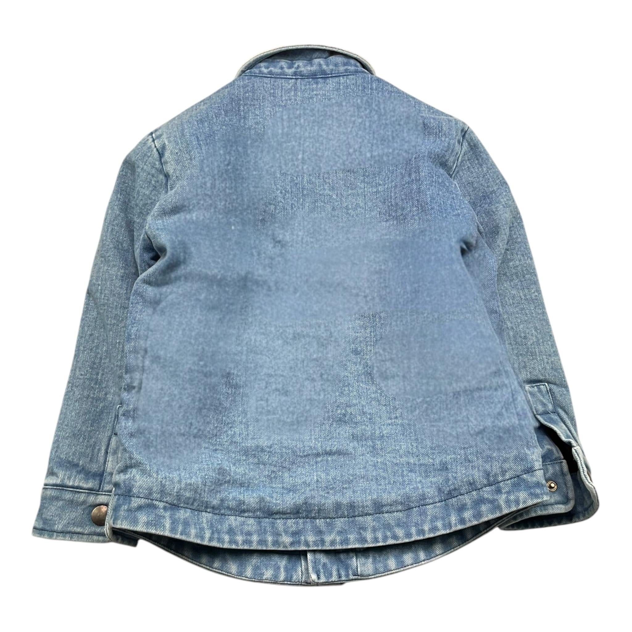 SAINT BARTH giubbino in denim tinta unita con pelliccia Azzurro per Bambina LAND005 AZZURRO SAINT BARTH 