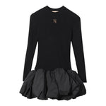 ELISABETTA FRANCHI abito tinta unita mezzo collo con logo Nero per Bambina EFAB544X NERO ELISABETTA FRANCHI 