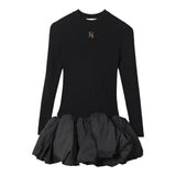 ELISABETTA FRANCHI abito tinta unita mezzo collo con logo Nero per Bambina EFAB544X NERO ELISABETTA FRANCHI 