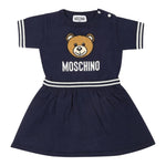 MOSCHINO abito mezza manica tinta unita con orso Blu per Neonata MDV0BO BLU MOSCHINO 