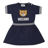 MOSCHINO abito mezza manica tinta unita con orso Blu per Neonata MDV0BO BLU MOSCHINO 