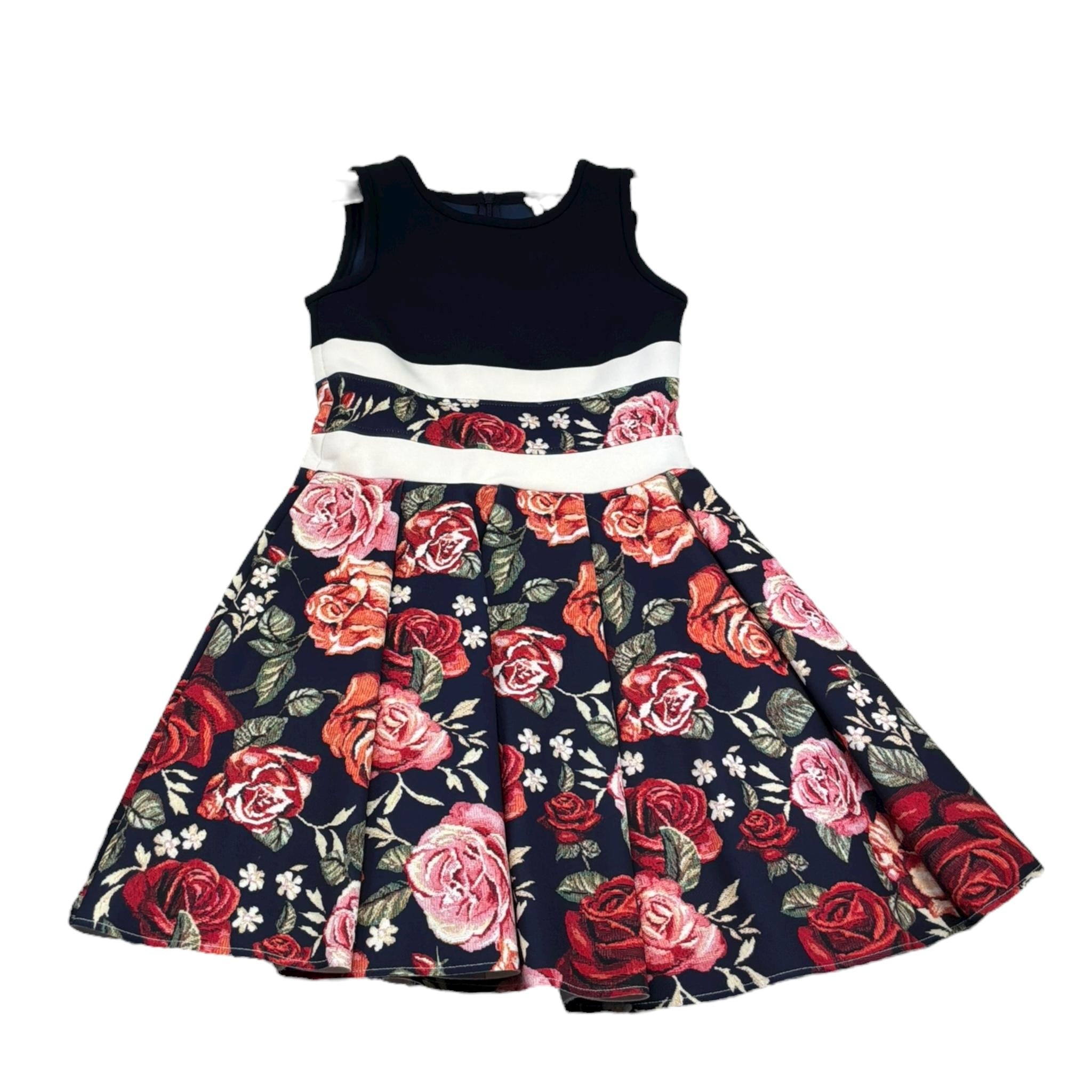 Monnalisa Abito Cerimonia Giromanica con Fantasia per Bambina 718907 BLU MONNALISA 