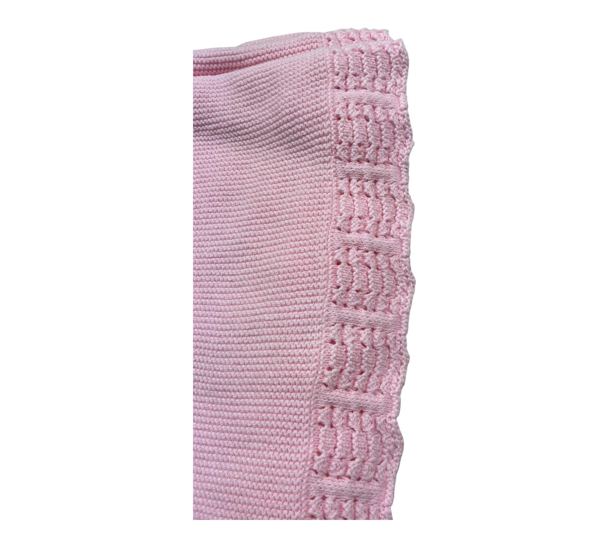 Le Bebe Coperta Tinta Unita con Ricami per Neonata LBG6280 ROSA LE BEBE 