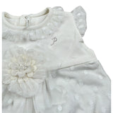 Petit Pagliaccetto Giromanica tinta unita con Tull Bianco per Neonata S7214562 BIANCO PETIT 