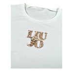 Liu Jo T-Shirt Girocollo Tinta Unita con Paillettes per Bambina GA5018XXXX PANNA/ORO LIU JO 