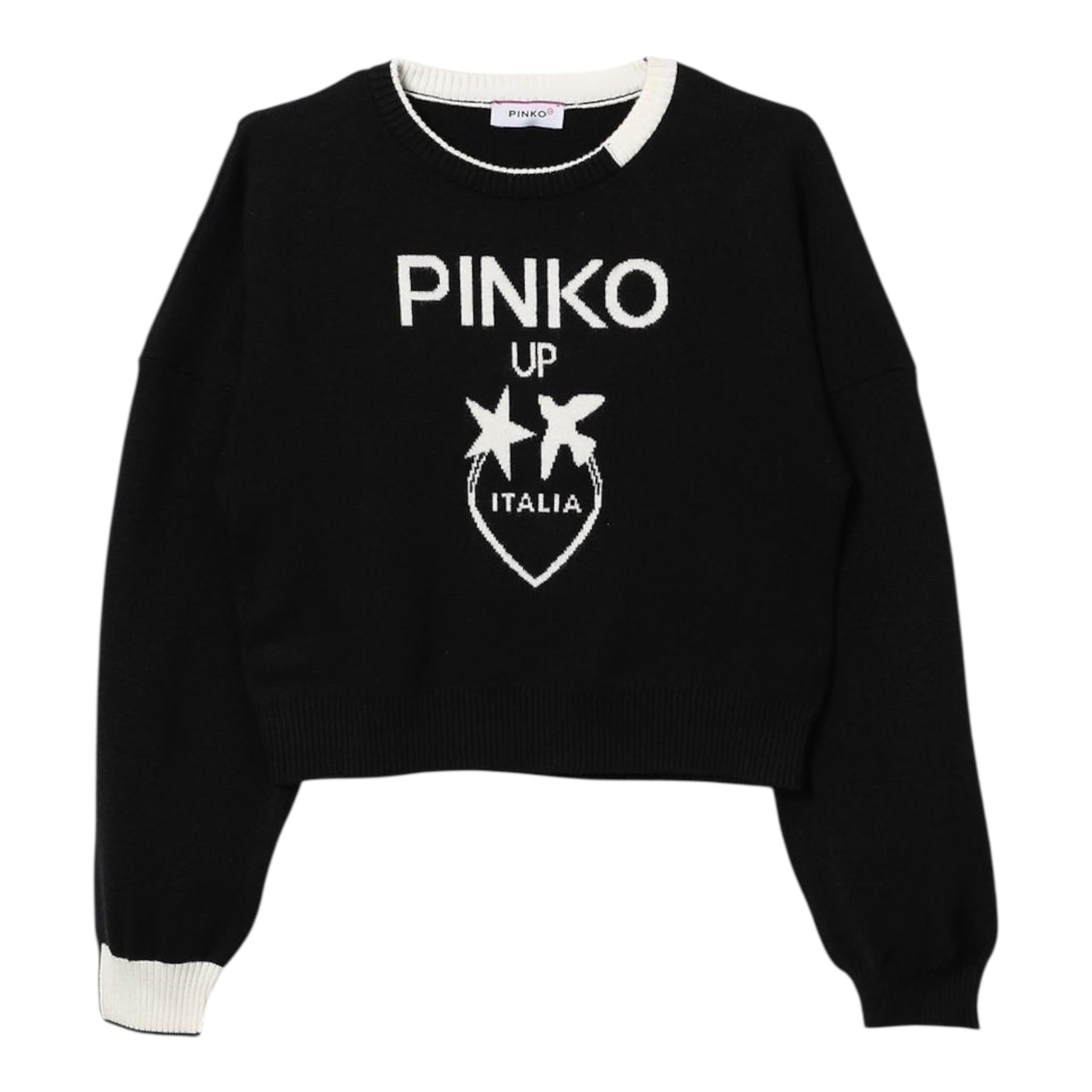 PINKO maglia tinta unita con stampa in contrasto Nero per Bambina F4PIJGJP087XXX NERO PINKO 