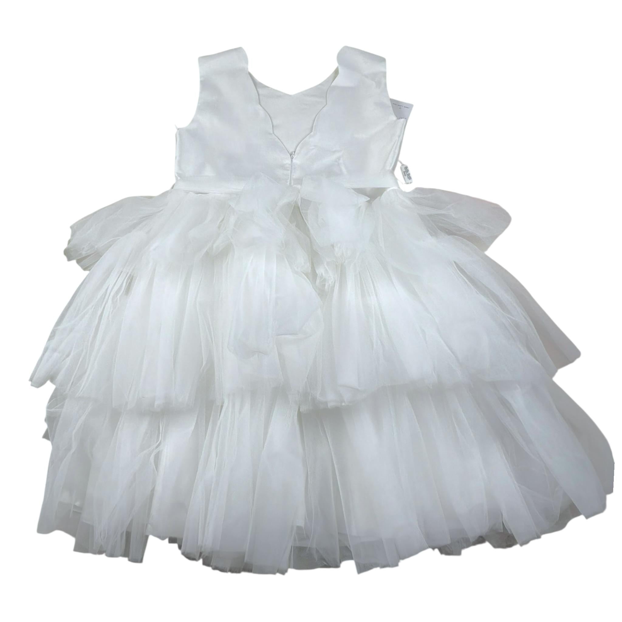 Bella Brilli Abito Cerimonia Tinta Unita con Tulle per Bambina 22 BIANCO BELLA BRILLI 