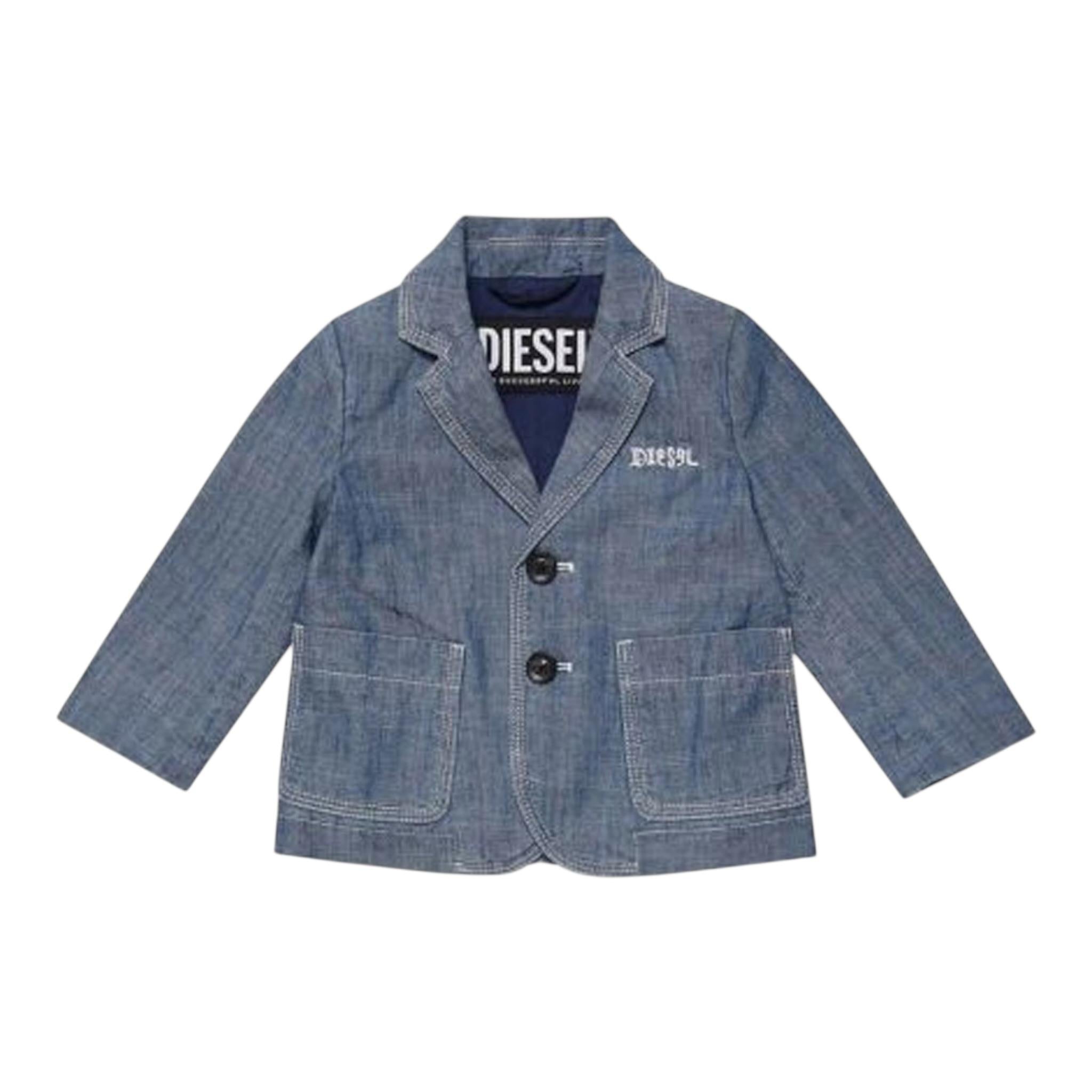 Diesel Giacca Tinta Unita In Denim con Logo per Neonato K00144 BLU DIESEL 