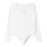 MAISON MARGIELA body tinta unita girocollo con stampa Bianco per Bambina M60662 BIANCO MAISON MARGIELA 
