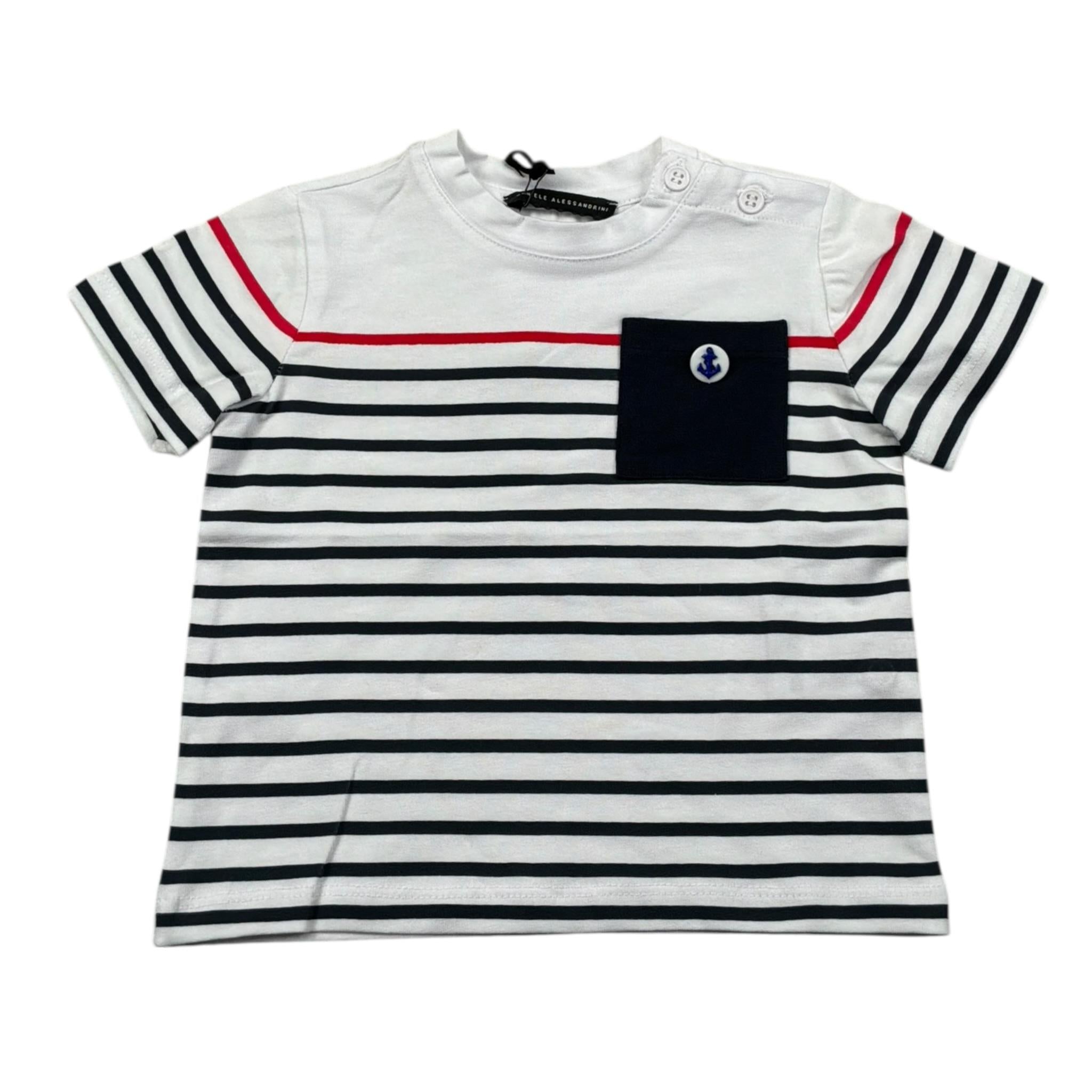 Daniele Alessandrini T-Shirt Girocollo Fantasia A Righe per Bambino 1296M00211 BIANCO DANIELE ALESSANDRINI 