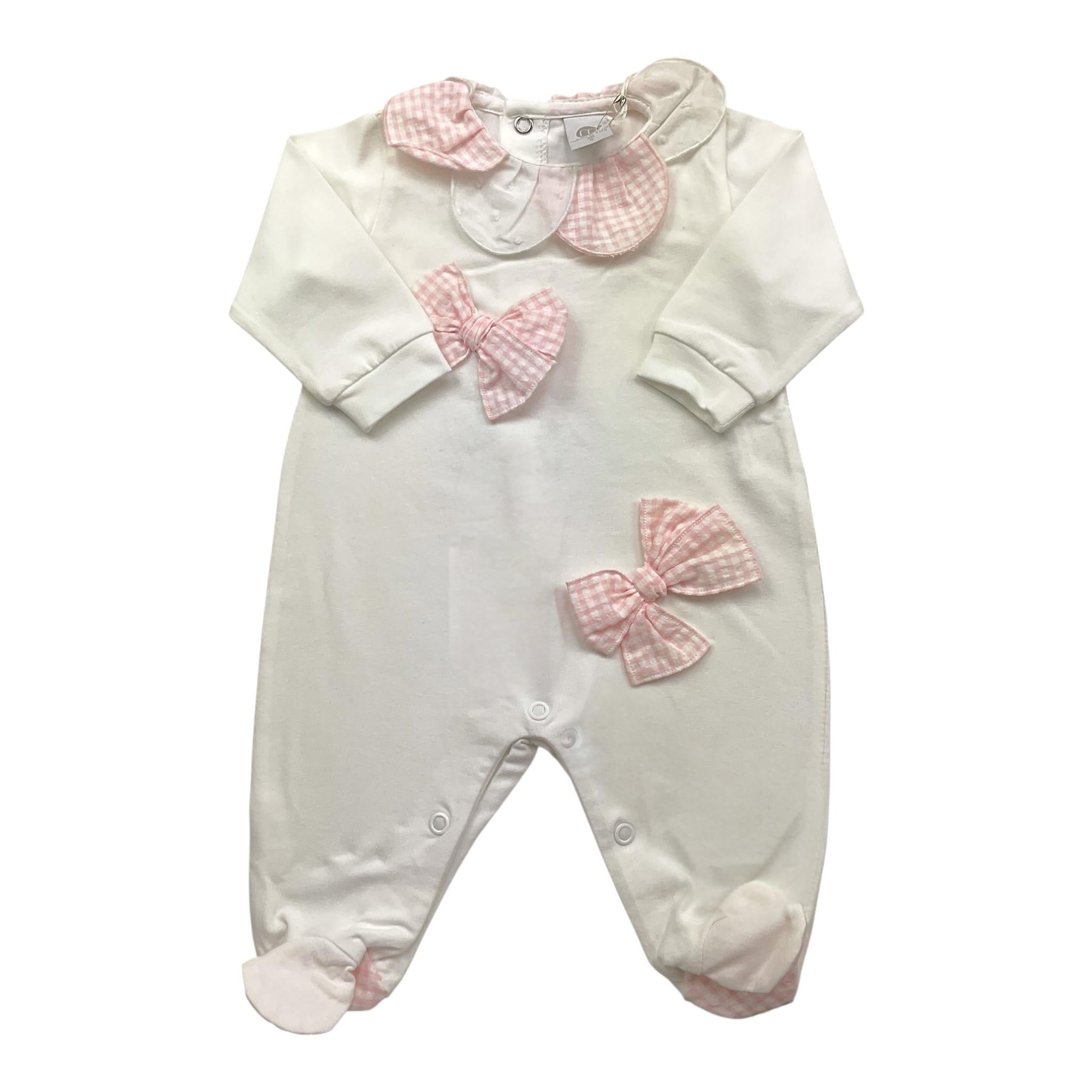 MARLU' tutina tinta unita con fiocco Bianco per Neonata EC1414 BIANCO MARLU' 
