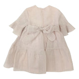 Barcellino Einfarbiges Halbarmkleid mit rosa Applikation für Baby Mädchen