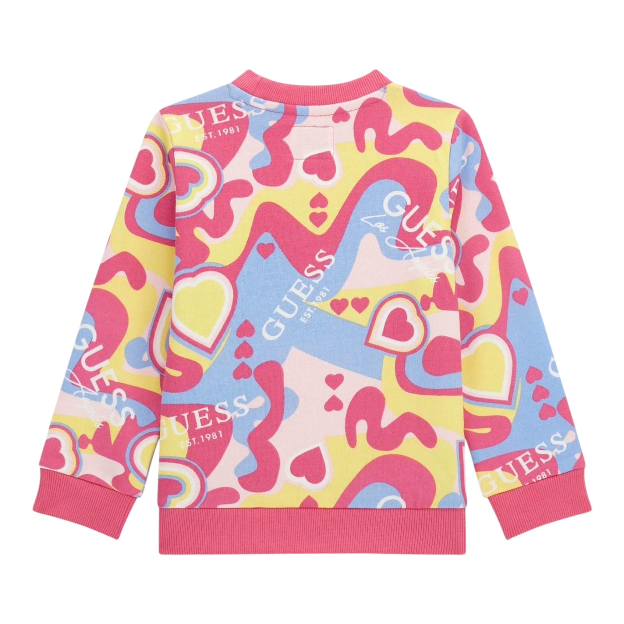 GUESS felpa chiusa girocollo stampa fantasia Fuxia per Neonata K4YQ05KA6R3 FUXIA GUESS 