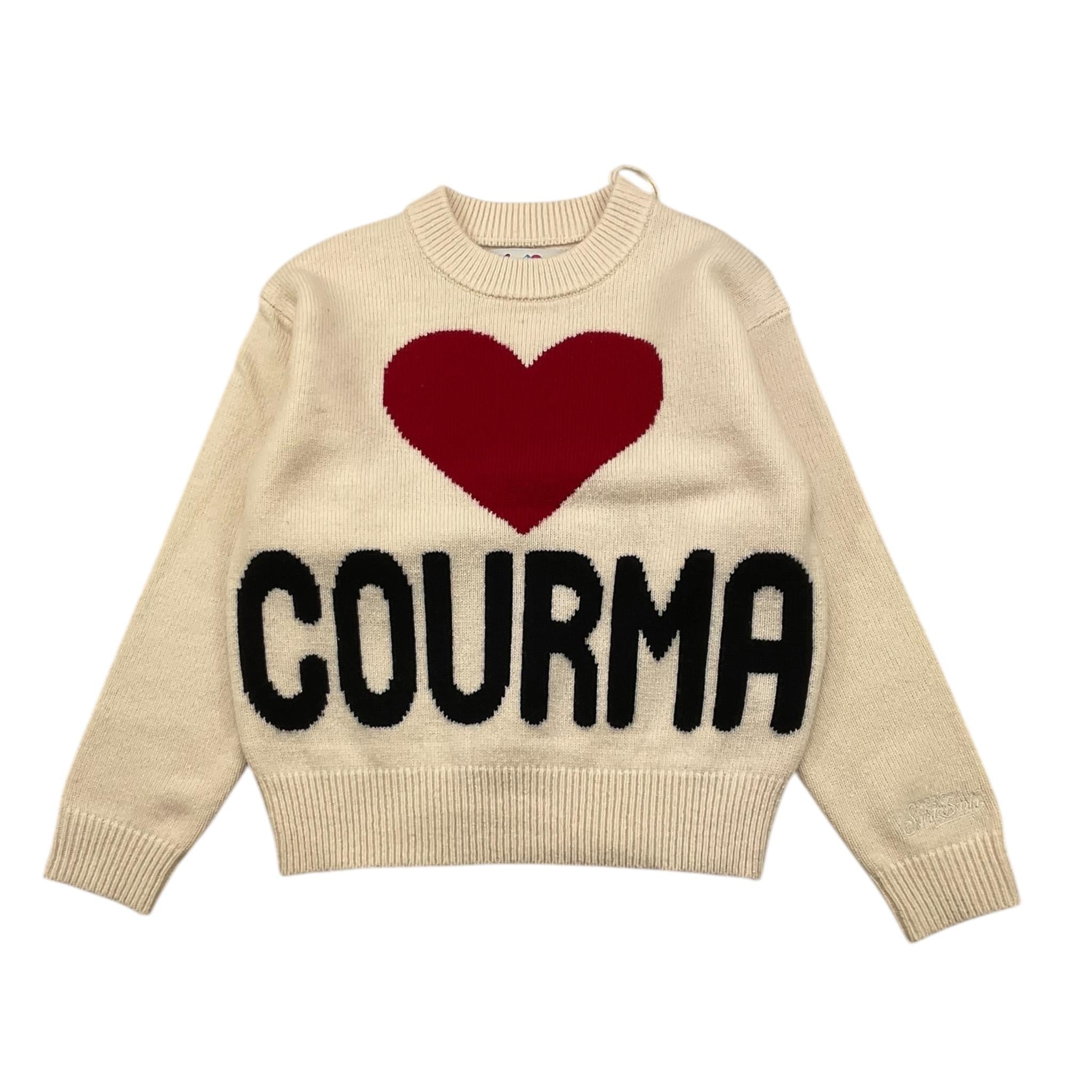 SAINT BARTH maglia gircollo tinta unita con stampa Panna per Bambina BIGCOURMA PANNA SAINT BARTH 