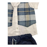 Barcellino Komplett 2-teiliges Shirt-Bermuda Weiß/Blau für Neugeborene
