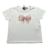 Please T-Shirt Girocollo Tinta Unita con Fiocco per Neonata MB07030G71 BIANCO PLEASE 