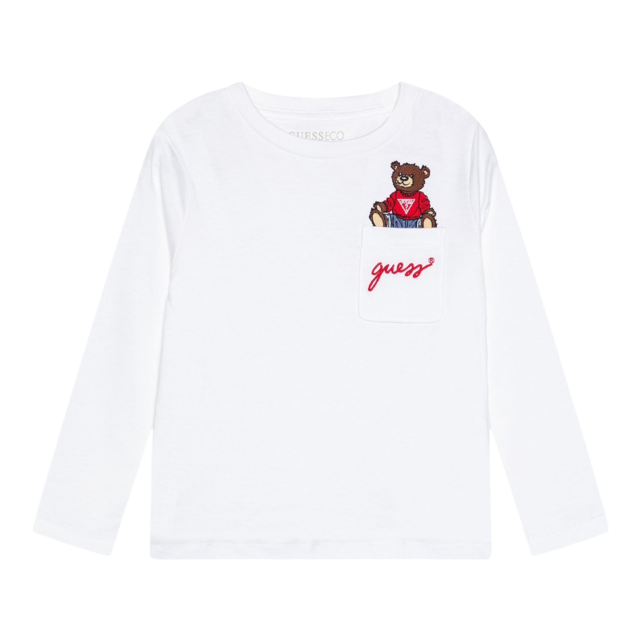 GUESS shirt girocollo tinta unita con taschino Bianco per Bambino N4BI06I3Z13 BIANCO GUESS 