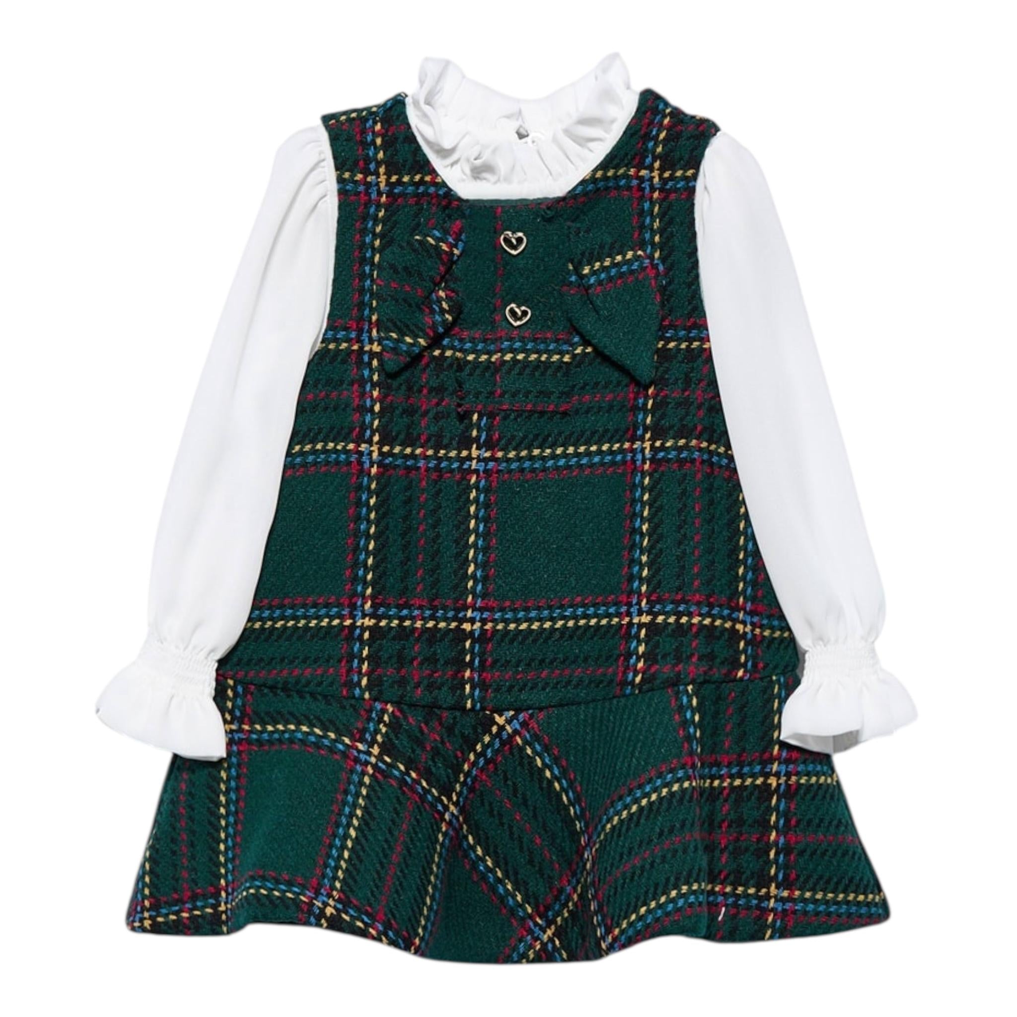 ABEL & LULA abito tinta unita con finta camicia Verde per Neonata 5527N VERDE ABEL & LULA 