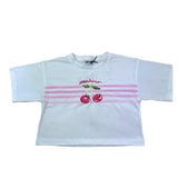 Moschino T-Shirt Modello Crop Tinta Unita con Stampa per Bambina HDM06Y BIANCO MOSCHINO 