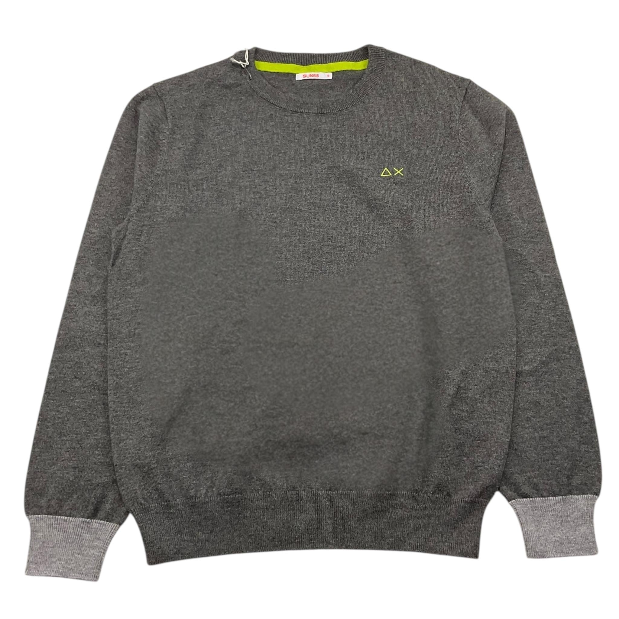 SUN68 maglia girocollo tinta unita con logo e toppe Grigio per Bambino K44327 GRIGIO SUN68 